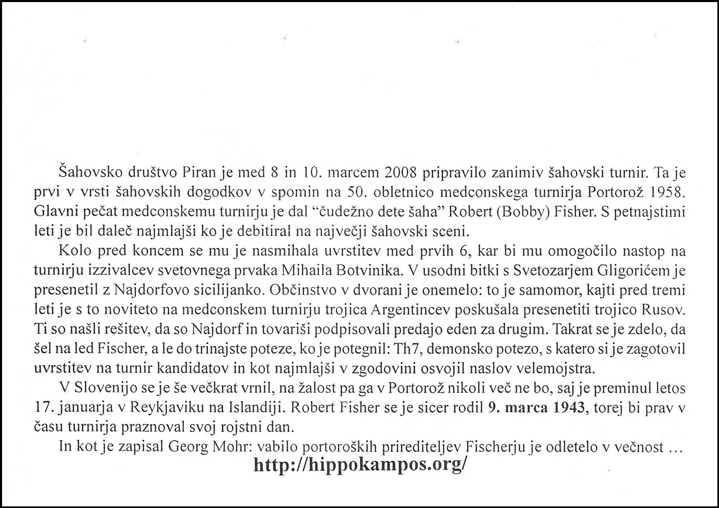 50 LET ŠAHOVSKEGA TURNIRJA V PORTOROŽU 